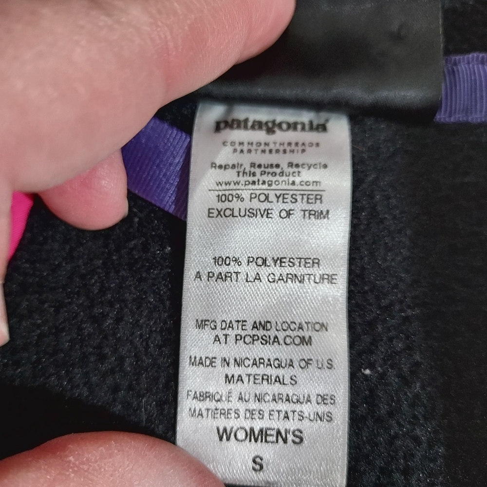 Patagonia Synchilla black/pink Snap-T fleece pullover S - Picture 7 of 12